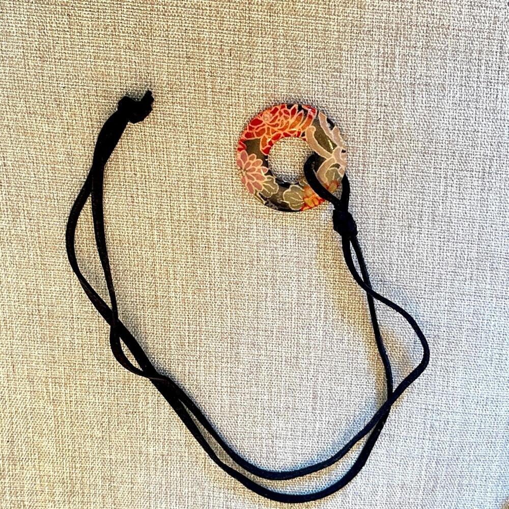 Floral Pendant Necklace with Black Cord